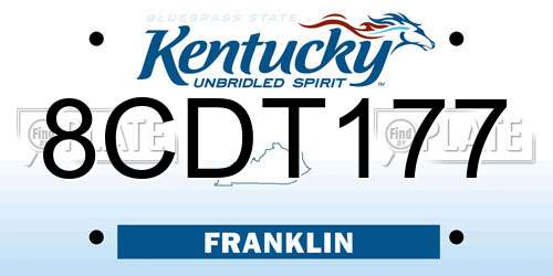 8CDT177 Kentucky License Plate