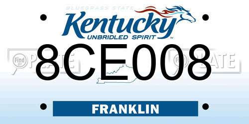 8CE008 Kentucky License Plate