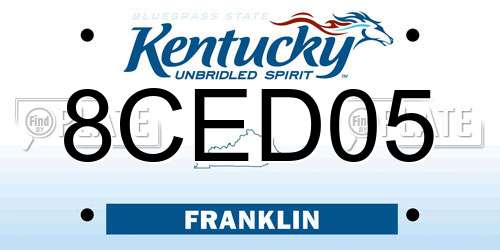 8CED05 Kentucky License Plate