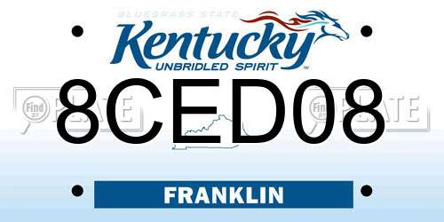 8CED08 Kentucky License Plate