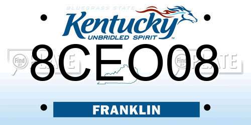 8CEO08 Kentucky License Plate