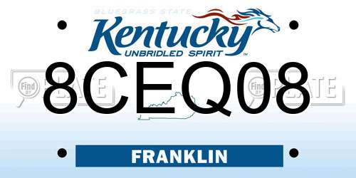 8CEQ08 Kentucky License Plate