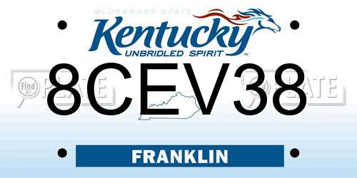 8CEV38 Kentucky License Plate