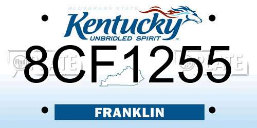 8CF1255 Kentucky License Plate