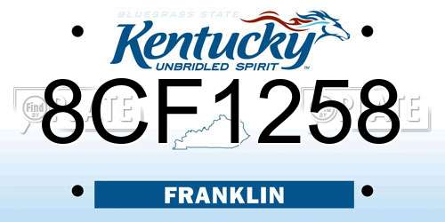 8CF1258 Kentucky License Plate