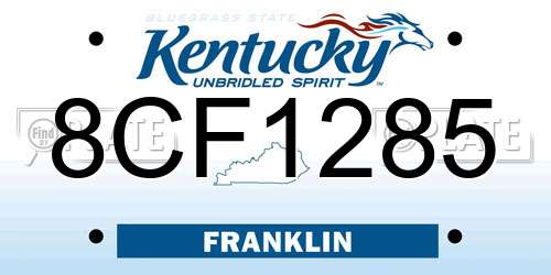 8CF1285 Kentucky License Plate