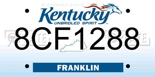 8CF1288 Kentucky License Plate