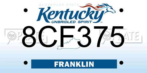 8CF375 Kentucky License Plate