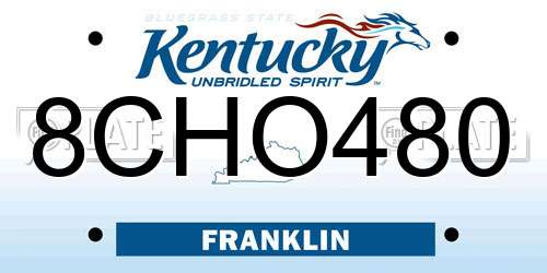 8CHO480 Kentucky License Plate