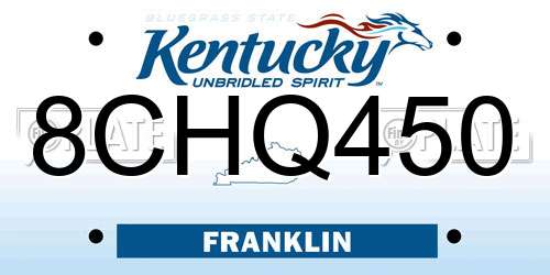 8CHQ450 Kentucky License Plate