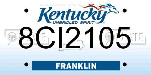 8CI2105 Kentucky License Plate
