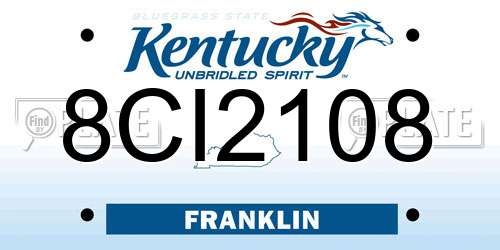 8CI2108 Kentucky License Plate