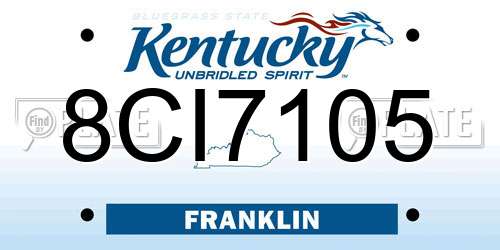8CI7105 Kentucky License Plate