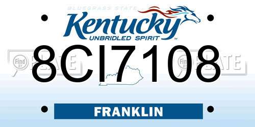 8CI7108 Kentucky License Plate