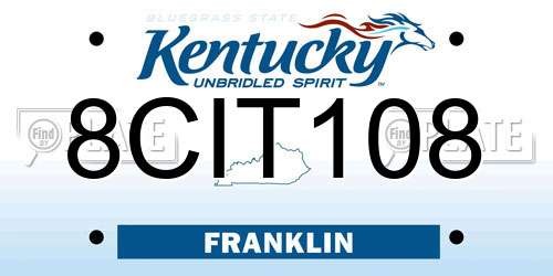 8CIT108 Kentucky License Plate
