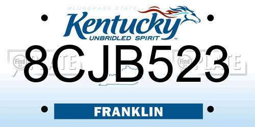 8CJB523 Kentucky License Plate