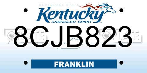 8CJB823 Kentucky License Plate