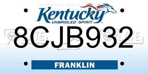8CJB932 Kentucky License Plate