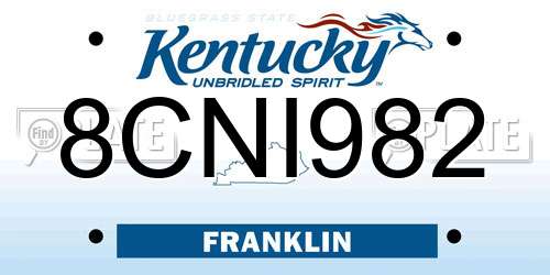 8CNI982 Kentucky License Plate
