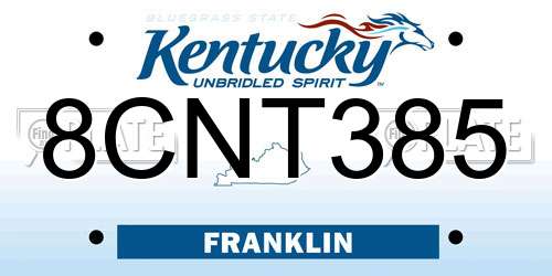 8CNT385 Kentucky License Plate