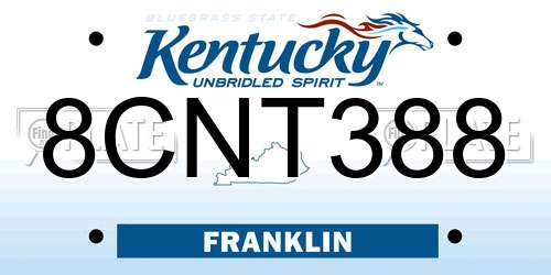 8CNT388 Kentucky License Plate
