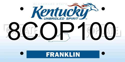 8COP100 Kentucky License Plate