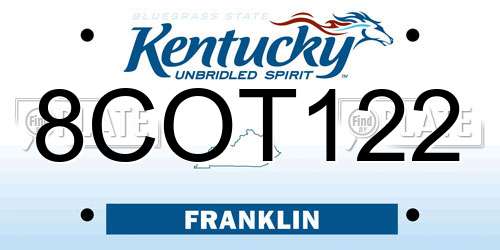 8COT122 Kentucky License Plate