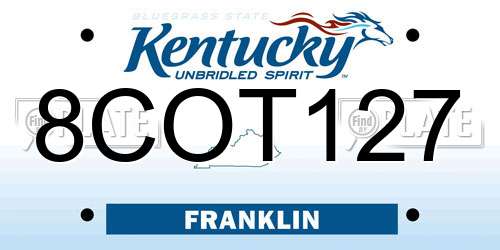 8COT127 Kentucky License Plate