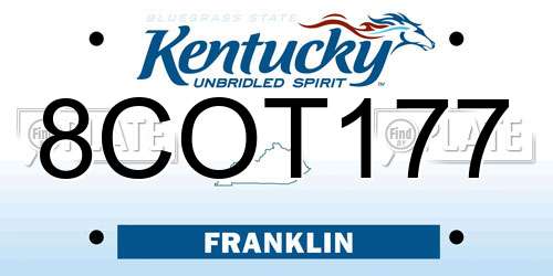 8COT177 Kentucky License Plate