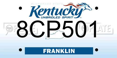 8CP501 Kentucky License Plate