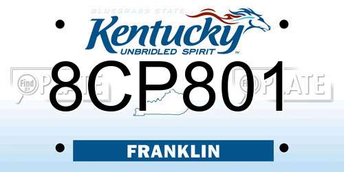 8CP801 Kentucky License Plate
