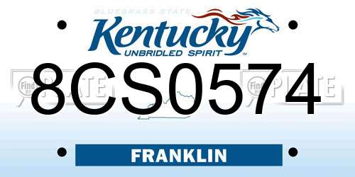 8CS0574 Kentucky License Plate
