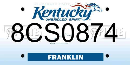 8CS0874 Kentucky License Plate