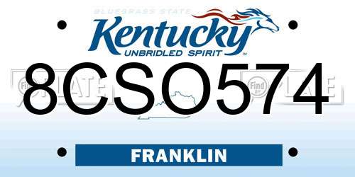 8CSO574 Kentucky License Plate
