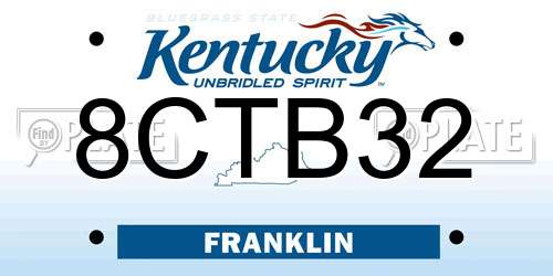 8CTB32 Kentucky License Plate