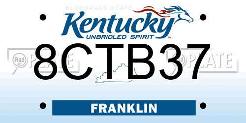 8CTB37 Kentucky License Plate