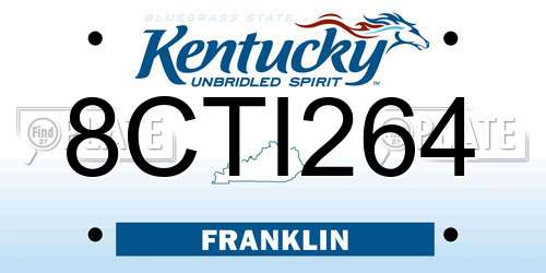 8CTI264 Kentucky License Plate