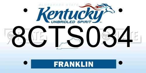 8CTS034 Kentucky License Plate