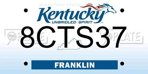 8CTS37 Kentucky License Plate