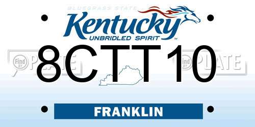 8CTT10 Kentucky License Plate