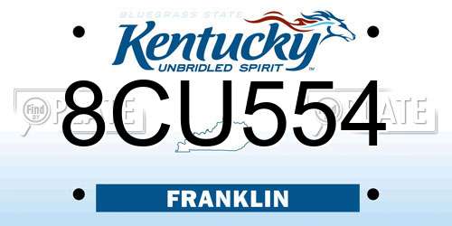 8CU554 Kentucky License Plate