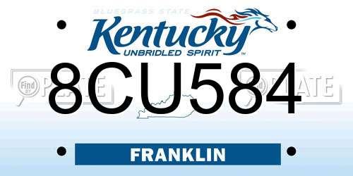 8CU584 Kentucky License Plate