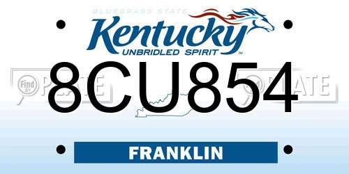 8CU854 Kentucky License Plate