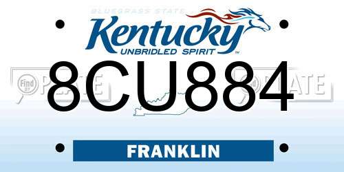 8CU884 Kentucky License Plate