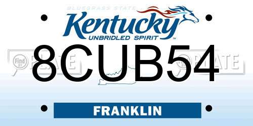 8CUB54 Kentucky License Plate