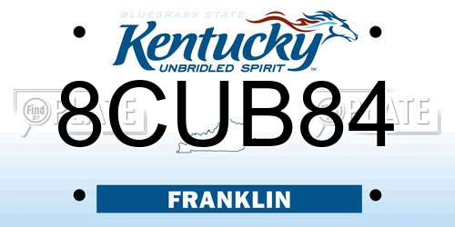 8CUB84 Kentucky License Plate
