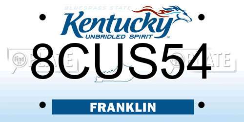 8CUS54 Kentucky License Plate