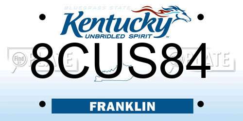 8CUS84 Kentucky License Plate