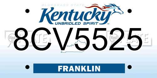 8CV5525 Kentucky License Plate
