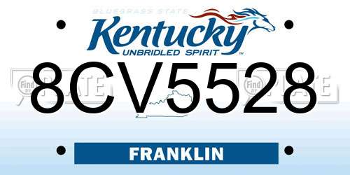 8CV5528 Kentucky License Plate